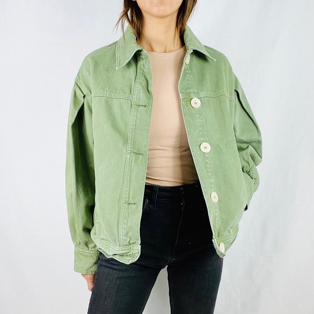 Zara army green denim jacket